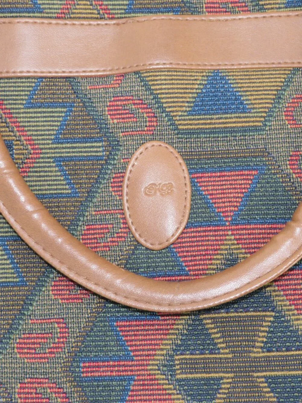 vintage marc chantal tapestry brief case brown geometric travel bag medium large
